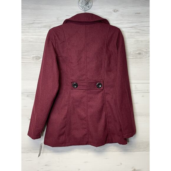 Vine & Valley Coat Womens Small Wine Red Double Breasted Peacoat Long Jacket New - Picture 10 of 10